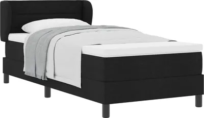 Image de vidaXL Lit boxspring avec matelas noir 90 x 200 cm tissu