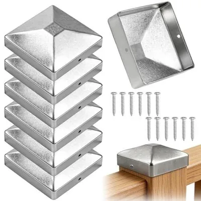 Zdjęcie produktu dla Zaślepki na słupki ogrodzeniowe 7X7 cm stal ocynkowana 6 szt.