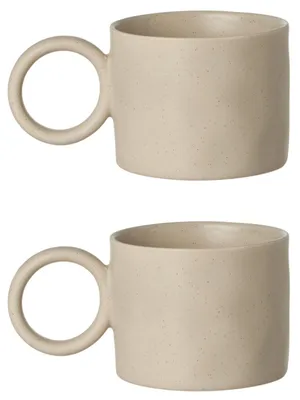 Produktbild von ESTIA Becher 2er Set Kaffeebecher 400 ml beige aus Porzellan Teebecher