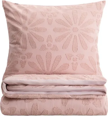 Produktbild von HOMLA SILVA Mikrofaser-Bettwäsche mit Blumenstickerei rosa 140x200 + 1*70x80 cm