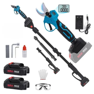 Produktbild von 2-in-1 kabellose Astschere, 0-30mm Schnittdurchmesser, elektrische Gartenschere mit 2,7 m Verlängerungsstange, Baumschere mit 2 Akku, LCD-Display, SK5