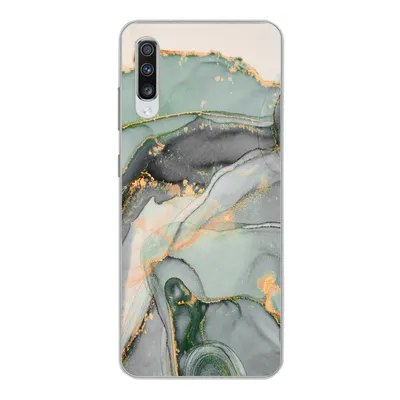 Produktbild von MuchoWow® Handyhülle Schutzhülle Hülle für Samsung Galaxy A70 Gold - Marmor - Grün - Luxus - Glitzer - Marmoroptik Silikon Softcase Handy Hülle - Schutzhaube