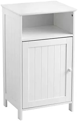 Immagine prodotto di Mobile da bagno in legno con anta singola e ripiano regolabile, per camera da letto, soggiorno, 40 x 30 x 70 cm, bianco