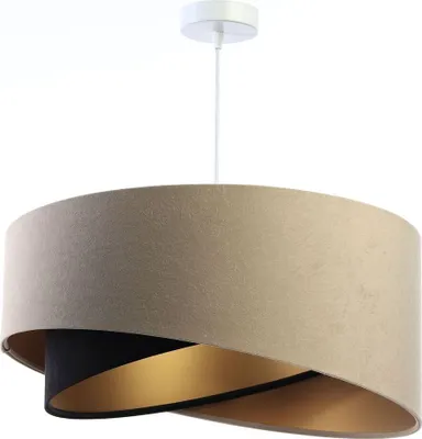 Produktbild von Pendelleuchte Stoff E27 Ø 50 cm H: max. 102 cm in Weiß Beige Schwarz Gold rund Modern Hängelampe