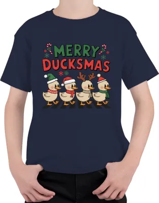 Produktbild von Merry Duckmas Enten Geweih - Weihnachten Xmas Christmas Uni Kinder T-Shirt, Navy, 152