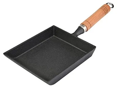 Productafbeelding van Tamagoyaki Pan Gietijzeren Koekenpan met Houten Handvat