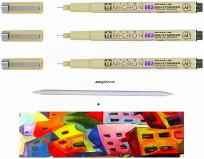 Produktbild von Sakura Pigma Micron 003, schwarz - Set mit 3 Stiften - MIT VERWISCHBARER TINTENFORMEL