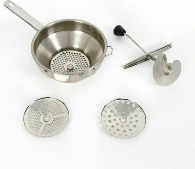 Produktbild von 1.9L Passiermühle Edelstahl mit 3 Lochdurchmessern Passiergerät Passiermaschine Küchengeräte