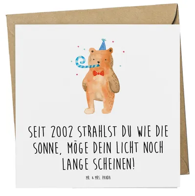 Produktbild von Mr. & Mrs. Panda Glückwunschkarte 2002 Geburtstag - Weiß - Geschenk, Klappkarte, Geboren am, anlasskarte, Seit, Geburtstagsgeschenk, Grußkarte, Geburtstagskind, Licht