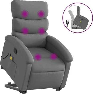 Produktbild von vidaXL Massagesessel mit Aufstehhilfe Dunkelgrau Stoff