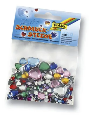 Obrázok produktu pre Folia 1241 srdiečka s drahokamami - približne 450 kusov, rôzne veľkosti/farby
