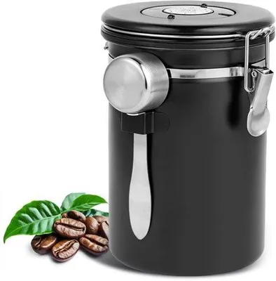 Produktbild von Hermetische Kaffeedose aus Edelstahl, 1,8 l, Kaffeedose (schwarz)