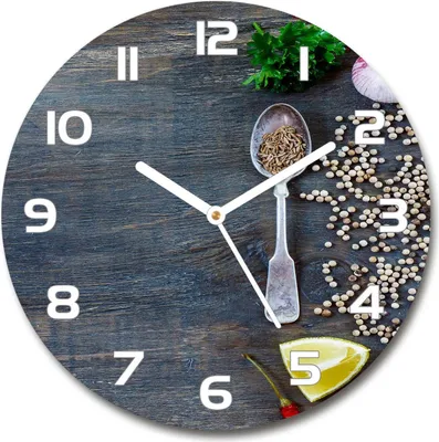 Produktbild von Wanduhr aus Glas 30fi Glasbild Glasuhr Gehärtetes Glas - weisse-zeiger - Spices and herbs