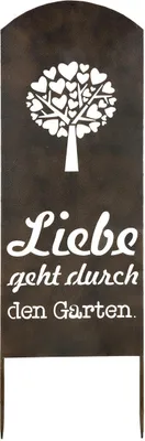 Produktbild von Gilde Gartenstecker mit Weisheit und Herzbaum "Liebe geht durch den Garten" dunkelbraun, GesamtH=: 110 cm B= 35,0 cm H= 90,0 cm 68355