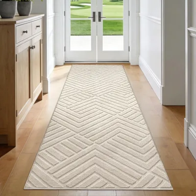 Flurläufer 80x240 cm, creme, rutschfest, waschbar, rechteckig