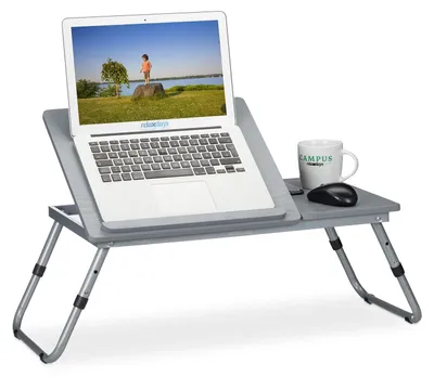 Zdjęcie produktu dla Stolik pod laptopa do łóżka - Regulowana wysokość - 40 x 34,5 cm - MDF - Szary