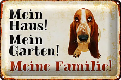 Produktbild von Blechschild Basset 30x20cm mein Haus mein Garten Familie
