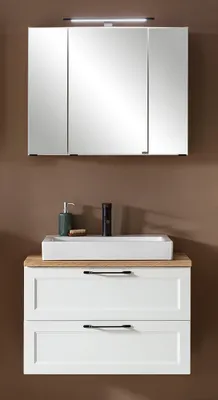 Produktbild von Waschtischset mit Keramik-Aufsatzbecken in weiß MARLING-03, B/H/T ca. 80/200/47 cm