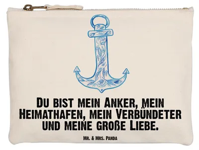 Produktbild von Mr. & Mrs. Panda Kulturbeutel Anker Blau Grösse XL Große - Weiß - Geschenk, Lustige Sprüche, aufbewahrungstasche, Etui, Kulturtasche, Federtasche, Federmappe