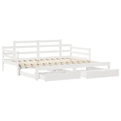 Zdjęcie produktu dla Sofa rozsuwana z szufladami, bez materaca, białe, 80x200 cm