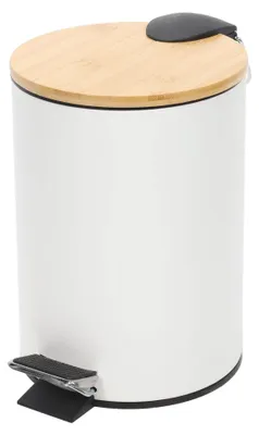 Obrázek produktu pro Odpadkový koš do koupelny s bambusem ZETRU, 3 l, bílý