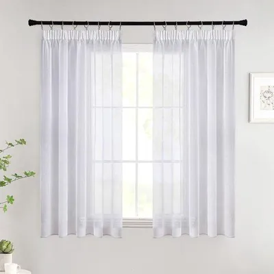 Obrázok produktu pre Unyqoos® Moderné priehľadné záclony so skladacou páskou – 2-dielna sada, 140 x 145 cm, zmes polyesteru, priepustné svetlu, vhodné do spálne a obývačky