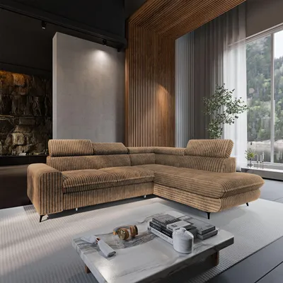 Produktbild von Masseno Ecksofa VELISS mit Schlaffunktion L-Form, Sofa mit Bettkasten, Wohnzimmersofa, Couch, Soffa, Bettsofa, Couchgarnitur- Beige, TILIA 17