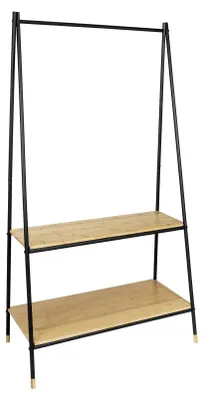 Freistehende Garderobe, Bambus/Stahl, 90x167x42 cm, bis 40 kg