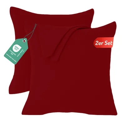 Produktbild von Jersey Kissenbezug 2er Set 60x60 cm 100% Baumwolle Kirschrot