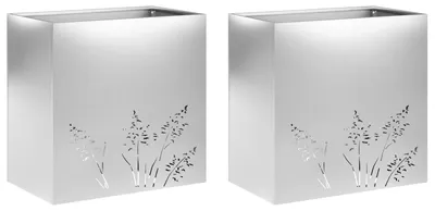 Image de vidaXL Jardinières pour plantes, lot de 2, argent, 50 x 30 x 49 cm