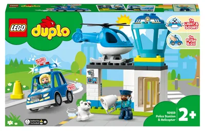 Immagine prodotto di LEGO 10959 Stazione di polizia DUPLO con elicottero, auto della polizia e mattoncini, giocattolo di polizia per bambini dai 2 anni in su, giocattolo educativo per ragazze e ragazzi