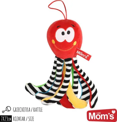 Produktbild von Mom's Care Babyspielzeug rote Oktopus Kuscheltier mit Glöckchen und Clip