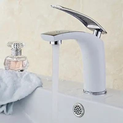 Produktbild von Biała bateria Elegancka bateria łazienkowa z umywalką Baterie łazienkowe z umywalką
