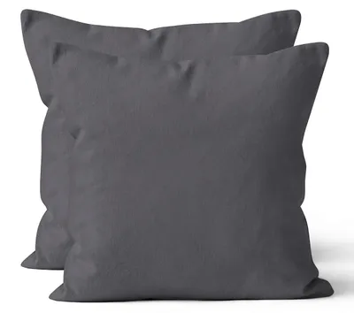 Produktbild von 2 er Set Mikrofaser UNI Kissenhüllen Kissenbezüge Kopfkissenbezug 40x40 cm, Anthrazit