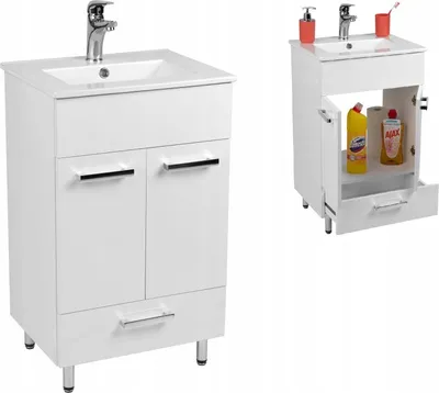 Produktbild von Stamar | Badezimmerschrank, 50 x 40 cm stehend, mit glänzender Oberfläche und Schublade