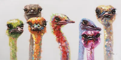Produktbild von ArtUniverse Leinwandbild Große Straußenfamilie 70 x 140 cm