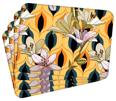 Obrázek produktu pro Sada 4 podtácích podložek z korku MG Design, motiv "Květiny 6", rozměry 30 x 40 cm, odolné vůči teplu a snadno omyvatelné, s korkovou zadní stranou