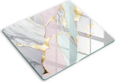Zdjęcie produktu dla Deska kuchenna – 60 cm x 52 cm - Szklana deska do krojenia - Szkło hartowane – Antypoślizgowa - Pastelowy Marmur