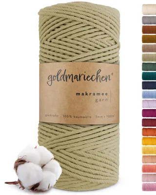 Produktbild von Makramee Garn (Salbei) 3mm x 100m - 100% Baumwolle - Makrameegarn Baumwollgarn für DIY-Deko Wandteppich, Pflanzenhänger, Pflanzenampel, Wandbehänge