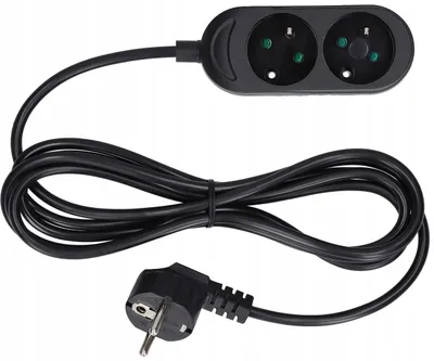 Produktbild von Jonex PS-270 Doppel-Verlängerungskabel geerdet 1m schwarz