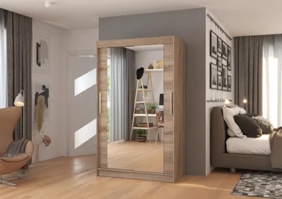 Obrázek produktu pro Zrcadlová šatní skříň 120 cm EADRA - béžová