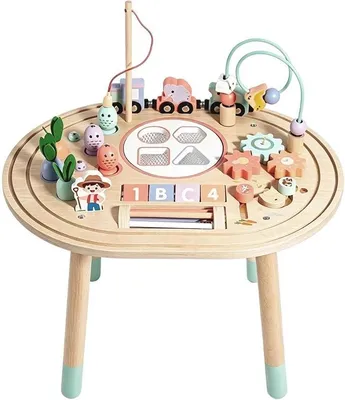 Imagen del producto de Mesa de actividades de madera para juguete de clasificación de formas, 10 en 1