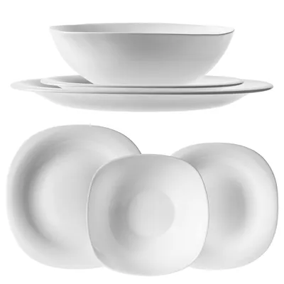 Produktbild von KADAX Geschirrset für 1 Person, 3-tlg, Tafelservice mit Suppenteller, Dessertteller und Speiseteller, Essgeschirr, Geschirr Set, Tellerset (Weiß)