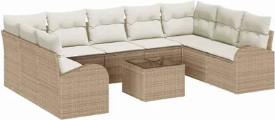 Obrázek produktu pro Set pohovek s polštářem 10 pcs Béžová Poly Ratan