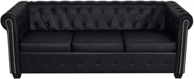 Obrázek produktu pro vidaXL Pohovka Chesterfield 3-Seater Imitace kůže černá
