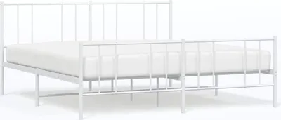 Produktbild von vidaXL Bettgestell mit Kopf- und Fußteil Metall Weiß 183x213 cm