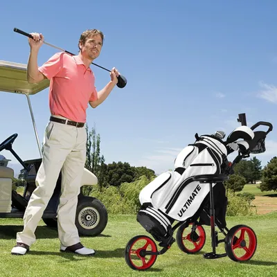 Produktbild von Golfwagen – Golftrolley – Golfbagagefahrzeug – Golfbagageträger – Golf-Schiebewagen – Zusammenklappbar und leicht