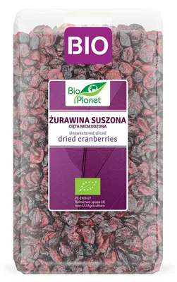 ŻURAWINA SUSZONA CIĘTA NIESŁODZONA BIO 1 kg - BIO PLANET