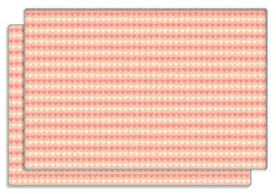 Produktbild von Wallario Frühstücksbrettchen 2er Set aus Glas, je 20 x 30 cm, mit rutschfesten Füßen, Motiv Muster Herzen in beige und rot