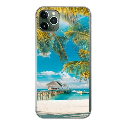 Produktbild von MuchoWow® Handyhülle Schutzhülle Hülle für iPhone 11 Pro Max Strand - Palme - Meer Silikon Softcase Handy Hülle - Schutz